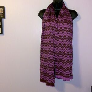 Missoni Foulard Vintage Knit Purple Brown Striped Chevron Scarf